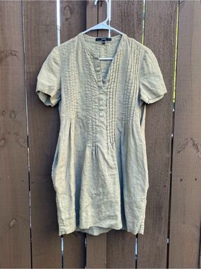 Quince 100% European Linen Short Sleeve Swing Dress